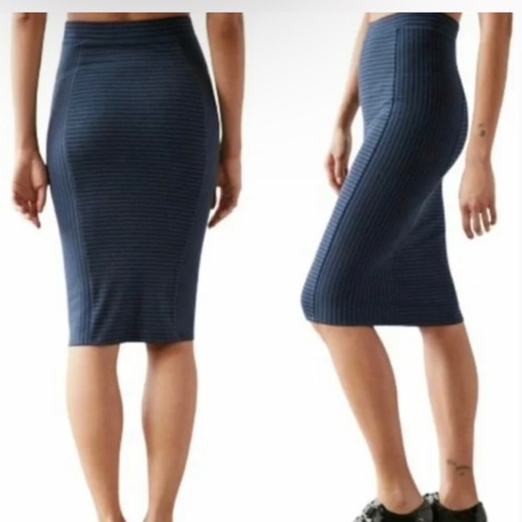 silence + noise Dresses & Skirts - Silence + Noise Blue Striped Cute Midi Pencil Skirt